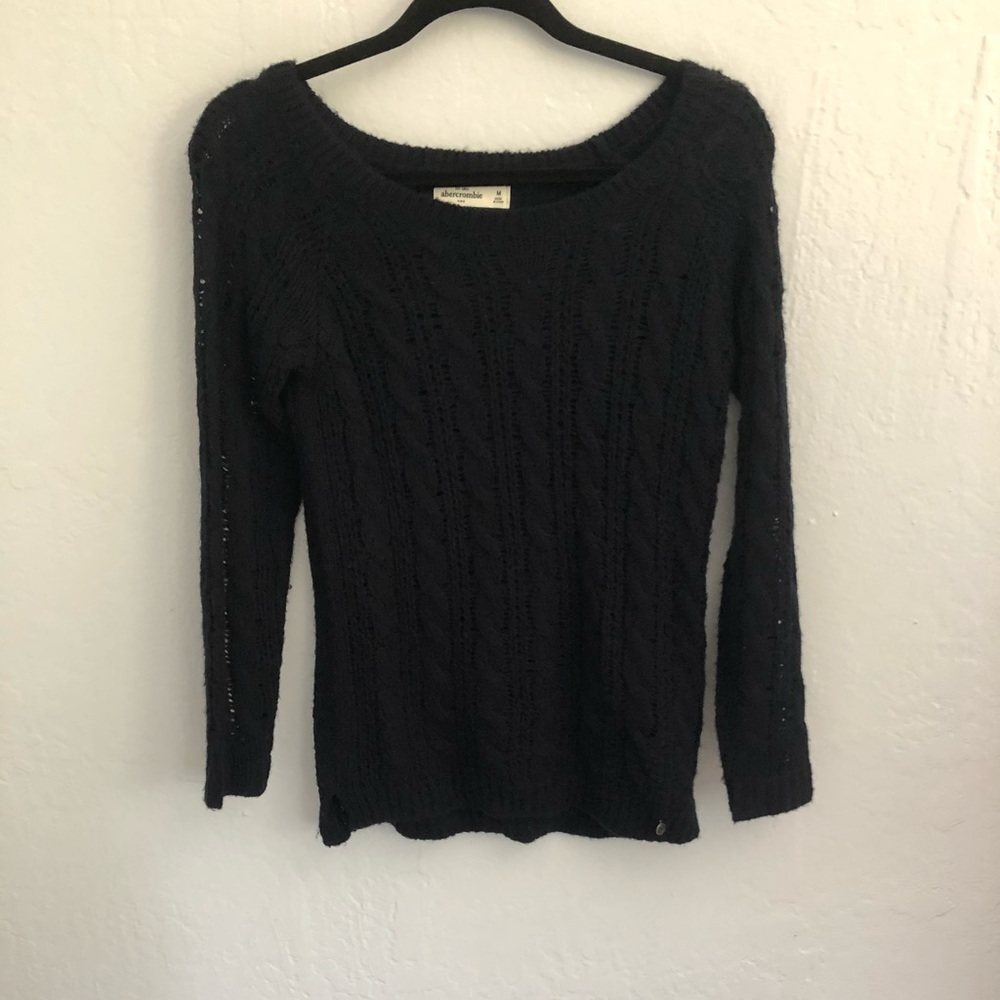 Abercrombie kids waffle knit navy sweater